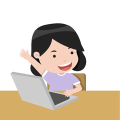 student the girl raises his hand for an answer