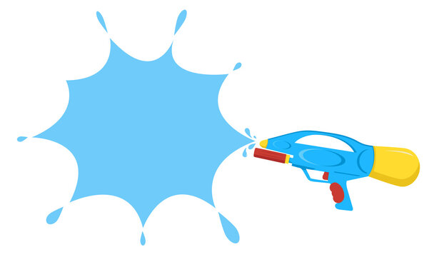  Water gun with water splash flat vector