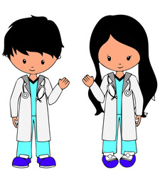 Fototapeta premium doctor and nurse with stethoscope