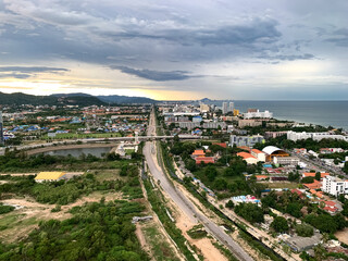 Fototapeta na wymiar Cityscape of Hua-hin City, Prachuapkhirikhan Province, Thailand.