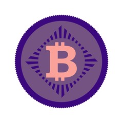 Bitcoin sign icon for internet money. Crypto currency symbol. Blockchain based secure cryptocurrency