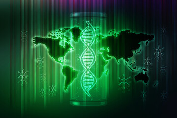 2d render of dna structure, abstract background
