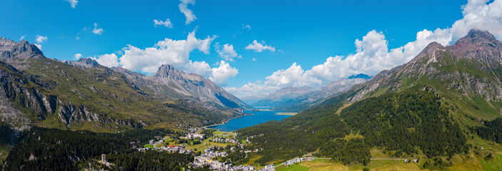 Bregaglia valley - Switzerland - Maloja Pass - Aerial view from the Maloja pass towards the east