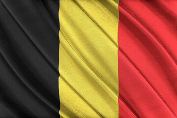 Colorful Belgium flag waving in the wind. 3D illustration.