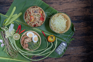 Som Tam Thai -Ingredients Papaya Salad Thai Food Style ,Thai Salad, 