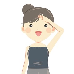 遠くを眺める女性 上半身・夏服キャミソール