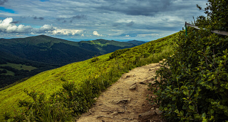 Hiking trail in the mountains. Poland Bieszczady way to Tarnica. © K.Miłkowski