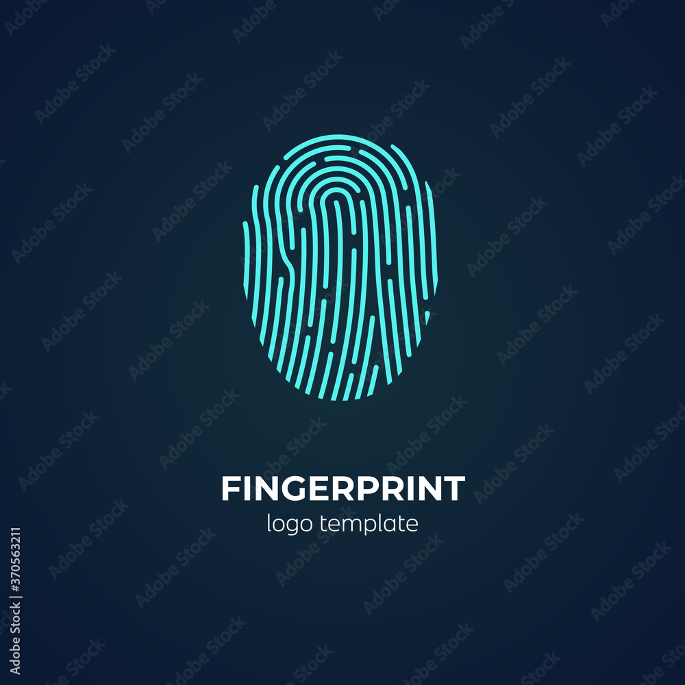Poster concept of logo with fingerprint scan. biometric access identification.digital control. concept of s