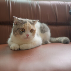 Fototapeta na wymiar Cute tricolor cat