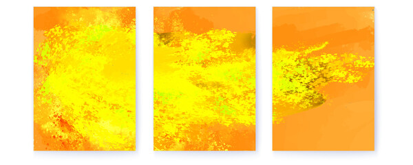 Abstract acrylic banners. Set of painting in impressionism style. Vector 3d illustration.
