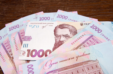 Ukrainian hryvnia, new banknotes of 1000 hryvnia. Hryvnia (UAH.) Money.