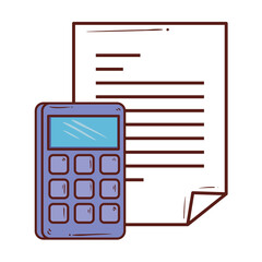 calculator math with paper document on white background vector illustration design