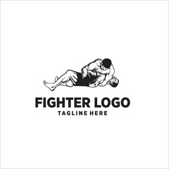 boxing fighter logo design silhouette icon vector