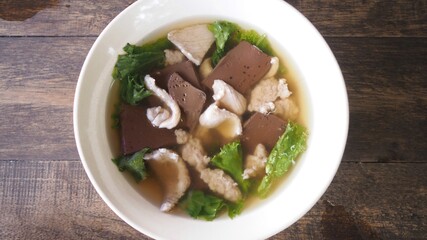 Pork blood tofu soup with rice