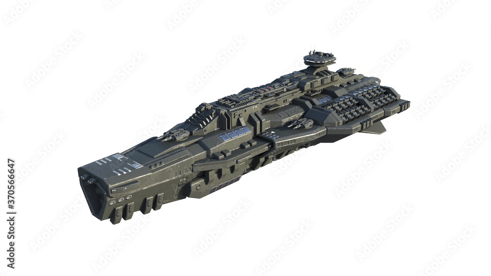 Sticker alien spaceship in flight, ufo spacecraft isolated on white background, 3d rendering