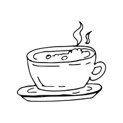 Coffee drink icon on hand drawn style