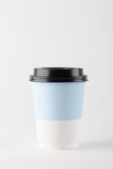 take away paper cup for coffee or tea on white background