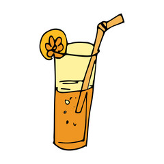Cocktail Drink Icon On Hand Drawn Style
