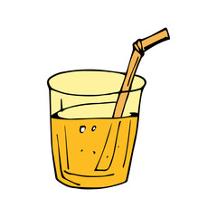 Cocktail Drink Icon On Hand Drawn Style