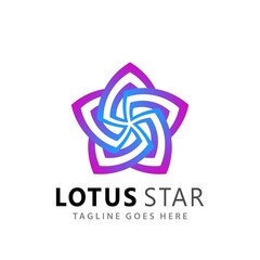 Abstract Lotus Star Company Logos Design Vector Illustration Template