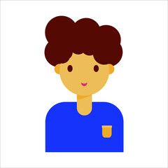 curly brown hair boy. avatar design