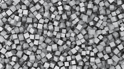 3d rendering, Realistic pile of small white cubes on the floor, square geometric shape mock up abstract for background.