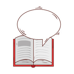 open book with speech bubble on white background vector illustration design