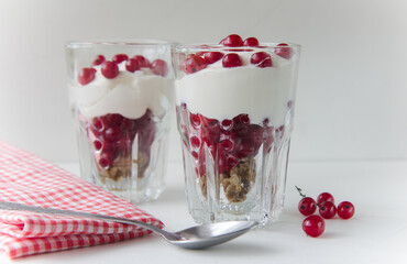 Desert of red currant.Selective focus.