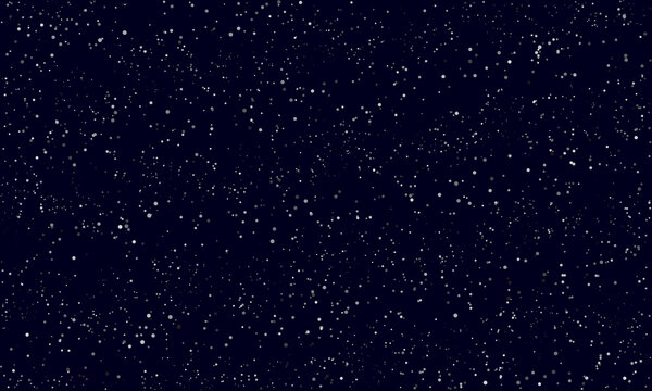 Abstract dark background with dots. Snow effect or universe stars illustration.