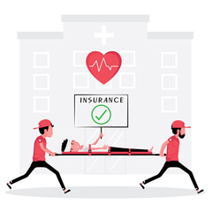Accident insurance feature a man is being rescue by two people with a sign of heart