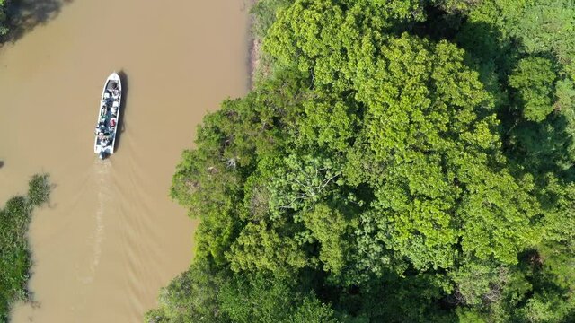 Aerial view over Cuiaba river  