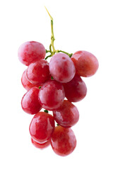 Red grape with leaf isolated on white background