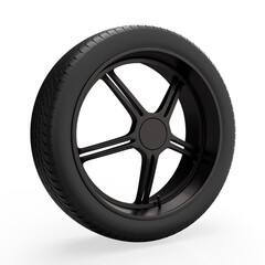Fototapeta premium Car wheel isolated on white background. 3D rendering.