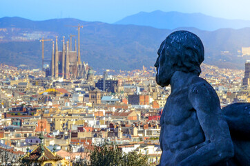 Obraz premium Sculpture seeing Sagrada Familia at Barcelona National Museum