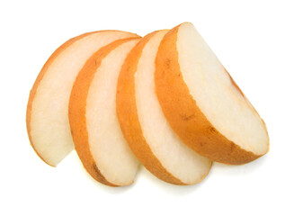 yellow pears over white background