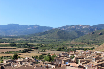 Fototapeta na wymiar Landscape of the town of Bolea (Huesca, Spain)