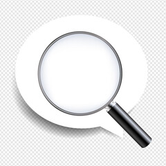 Exclamation Mark And Magnifying glass And Transparent background With Gradient Mesh, Vector Illustration