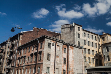 Old shabby apartment houses typical for Saint Petersburg