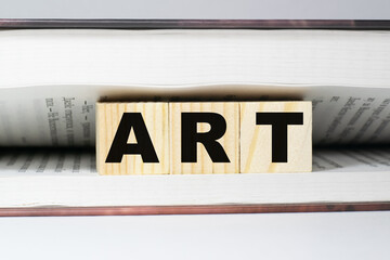 art a word made from building blocks in a book