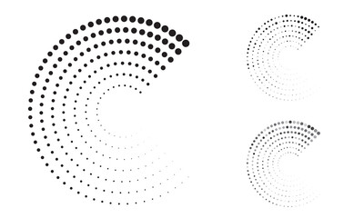 Modern abstract background. Halftone dots in circle form. Round logo. Vector dotted frame. Design element or icon for any project.