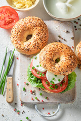 Tasty bagel for healthy and fresh breakfast
