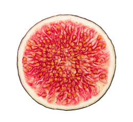 Fig slice without shadow isolated on white background. Top view