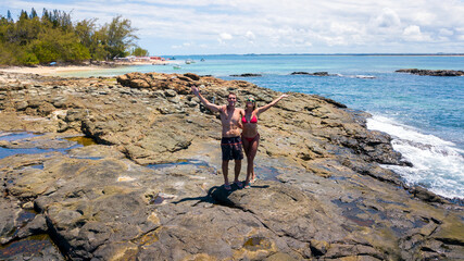 Santo Aleixo island located in the state of Pernambuco, Brazil, / near the coast of Porto de...