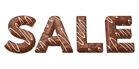 chocolate font 3d word SALE on white background