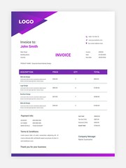 Creative Style Corporate  Invoice Design For Your Business Vector Template Design