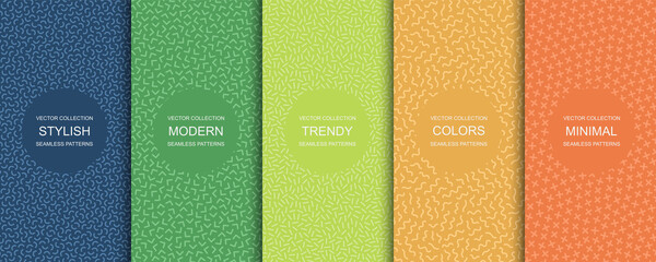 Collection of trendy seamless bright vector patterns - minimal design