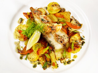 Grilled Turbot Chops with roasted Potatoes