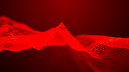 Abstract background. Futuristic dots background with a dynamic wave. Wave of particles. 3d rendering.