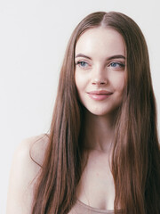 Fototapeta premium Smooth hairstyle girl beautiful skin care portrait
