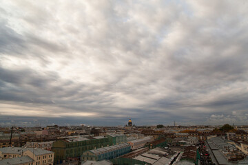 Saint Petersburg rooftop cityscape with dome of Saint Isaac's cathedral
